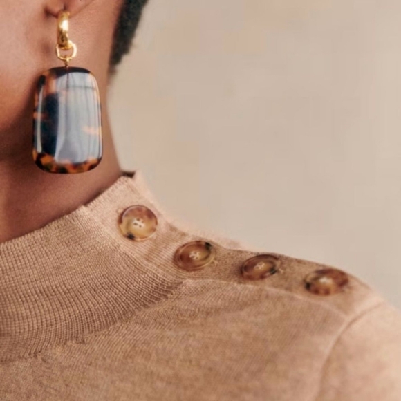 Sezane Jacob Jumper Sweater Merino Wool in Camel Tan Size M - Picture 2 of 7